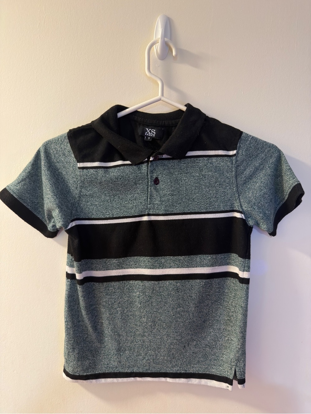 Striped Heather Green & Black Polo Shirt for Kids